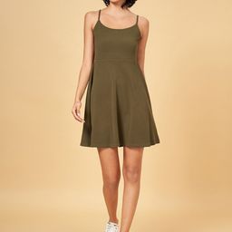 People Shoulder Straps Sleeveless Fit & Flare Dress-image-79