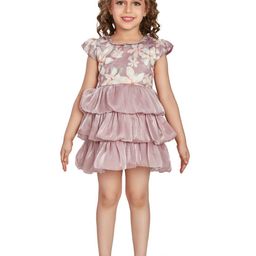 Peppermint Girls Floral Printed Peter Pan Collar Puff Sleeves Layered Fit & Flare Dress-image-60