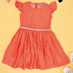 YU by Pantaloons Girls Striped Flutter Sleeves Fit & Flare Dress-picture-18