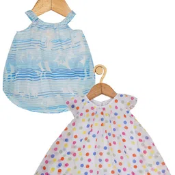 Creative Kids Infants Girls Pack Of 2 Abstract Printed Shoulder Straps Balloon Dresses-14