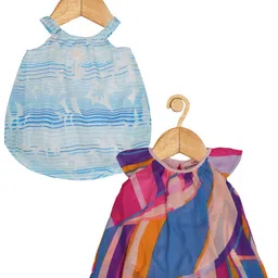 Creative Kids Infant Girls Pack Of 2 Abstract Printed Balloon Dress With Attached Bodysuit-image-13