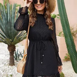StyleCast Self Designed High Neck Fit & Flare Dress-picture-15
