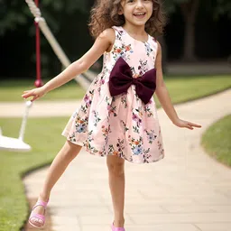 A.T.U.N. Girls Floral Printed Sleeveless Fit & Flare Dress-picture-10