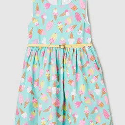 max Girls Printed Cotton Fit & Flare Dress-55