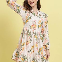 plusS Orange Floral Print Fit & Flare Dress-image-53