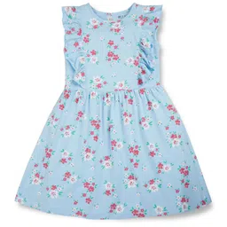 Gini and Jony Girls Floral Printed Flutter Sleeves Cotton A-Line Dress-image-35