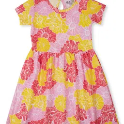 Gini and Jony Girls Floral Printed Round Neck Cotton Fit & Flare Dress-picture-27