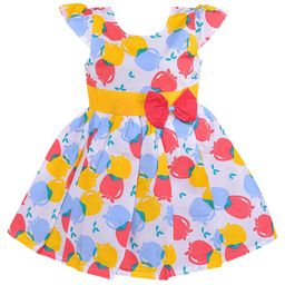 Wish Karo Girls Conversational Printed Cap Sleeve Tie-Ups Cotton Fit & Flare Dress-image-65