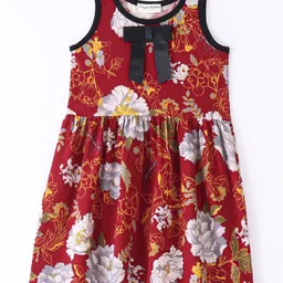 CrayonFlakes Girls Floral Print Sleeveless Pleated Fit & Flare Dress-picture-36