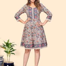 Vbuyz Ethnic Motifs Printed Cotton Fit & Flare Dress-image-10