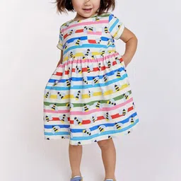 StyleCast x Revolte Girls White & Red Conversational Print Cotton Fit & Flare Dress-image-91
