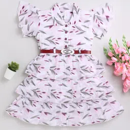 Toonyport Girls Floral Printed Flutter Sleeve Fit & Flare Dress-image-12