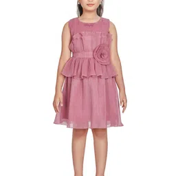 Peppermint Girls Self Design Gathered Fit & Flare Dress-image-62