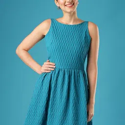 Globus Women Self Design Sleeveless Fit & Flare Dress-picture-22