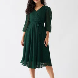 AASK Self Design Wrap Midi Dress-image-3