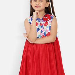 Nauti Nati Girls Floral Printed Gathered Or Pleated Fit & Flare Dress-image-99