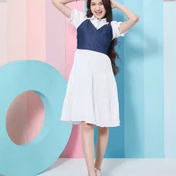 pspeaches Girls Puff Sleeves Fit & Flare Dress-image-47