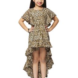 BAESD Girls Animal Print Flared Sleeve Round neck Fit & Flare Dress-image-74