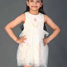 Kids On Board Girls Floral Embroidered Fit & Flare Dress-image-103