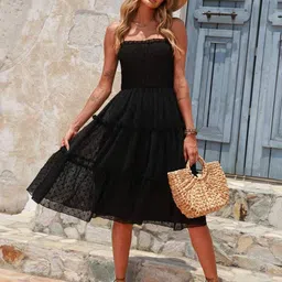 BAESD Self Design Smocked Tiered Fit & Flare Midi Dress-image-21
