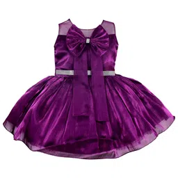 AMIRTHA FASHION Girls Round Neck Bow Detail Georgette Fit & Flare Dress-image-12