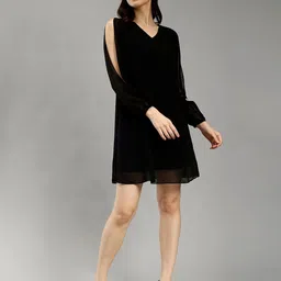 ENTELLUS V-Neck Slit Sleeves A-Line Dress-picture-16