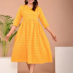 BAESD Ethnic Motifs Printed Gathered Anarkali Maternity Ethnic Dress-image-95