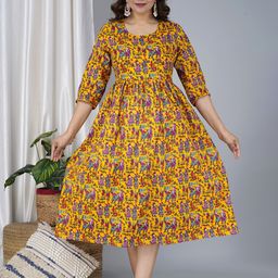 BAESD Ethnic Motifs Printed Maternity Fit & Flare Midi Ethnic Dress-picture-14