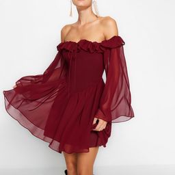 Trendyol Off-Shoulder Bell Sleeve Fit & Flare Dress-picture-32
