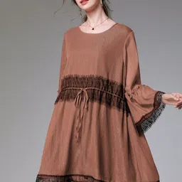 JC Collection Bell Sleeves Lace Detail A-Line Dress-25