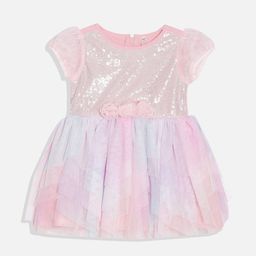 Allen Solly Junior Girls Embellished Puff Sleeve Cotton Fit & Flare Dress-picture-0
