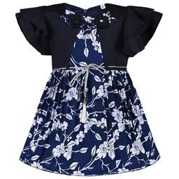 Wish Karo Girls Floral Printed Round Neck Flutter Sleeves Fit & Flare Dress-image-65