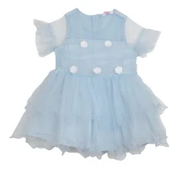 V-Mart Girls Self Design Flutter Sleeve Layered Applique & Gathered Fit & Flare Dress-picture-19