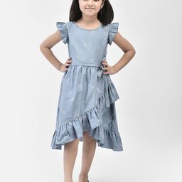 Eavan Girls Conversational Printed Flutter Sleeve Cotton Fit & Flare Dress-16