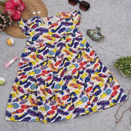 Creative Kids Girls Graphic Printed Flutter Sleeve Fit & Flare Dress-image-37