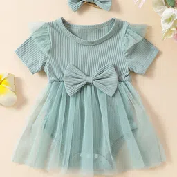 StyleCast Green Girls Bow Ruffled Fit & Flare Dress-image-30