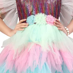 BAESD Sequinned Flutter Sleeves Net Fit & Flare Dress image 3