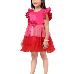 BAESD Flutter Sleeve Net Fit & Flare Dress image 3
