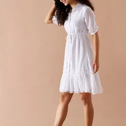 AASK Self Design Crepe Fit & Flare Dress image 5