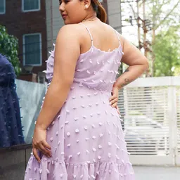 CURVE BY KASSUALLY Self Design Layered Georgette Fit & Flare Dress image 4