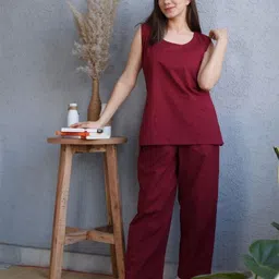 DIMPLE DESIGN STUDIO Round Neck Pure Cotton TopWith Trouser-image-4