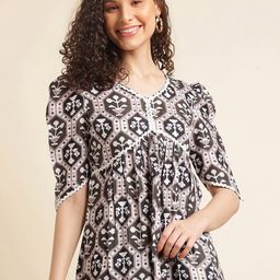 NAINVISH Ethnic Motifs Printed Empire Top-image-62