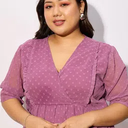 SASSAFRAS Curve Plus Size Self Design Puff Sleeve Empire Top image 2