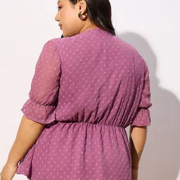 SASSAFRAS Curve Plus Size Self Design Puff Sleeve Empire Top image 4