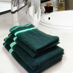 Athom Trendz 4-Pcs Green Textured 400 GSM Cotton Towel Set-image-77
