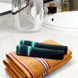 Athom Trendz 4-Pcs Yellow & Green Textured 400 GSM Cotton Towel Set-4
