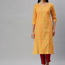 KALINI Geometric Printed Cotton Straight Kurta-image-25