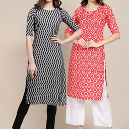 KALINI Women Pack Of 2 Ethnic Motifs Printed Crepe Kurta-image-78