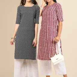 KALINI Women Pack of 2 Printed Crepe Kurta-image-83