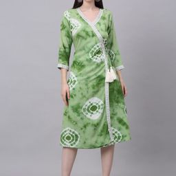 Assamica Women Green Tie and Dye Dress-image-37